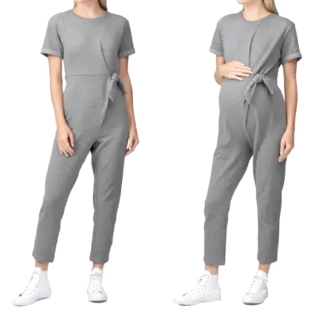 Hatch Maternity Lolo Jumper Soft Short Sleeve Cropped Stretch Gray Size‎ 0 XS